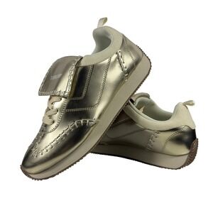 Toddlluby Women's Sneakers Gold Metallic Lace Up Fashion Shoes Size 9 EU40